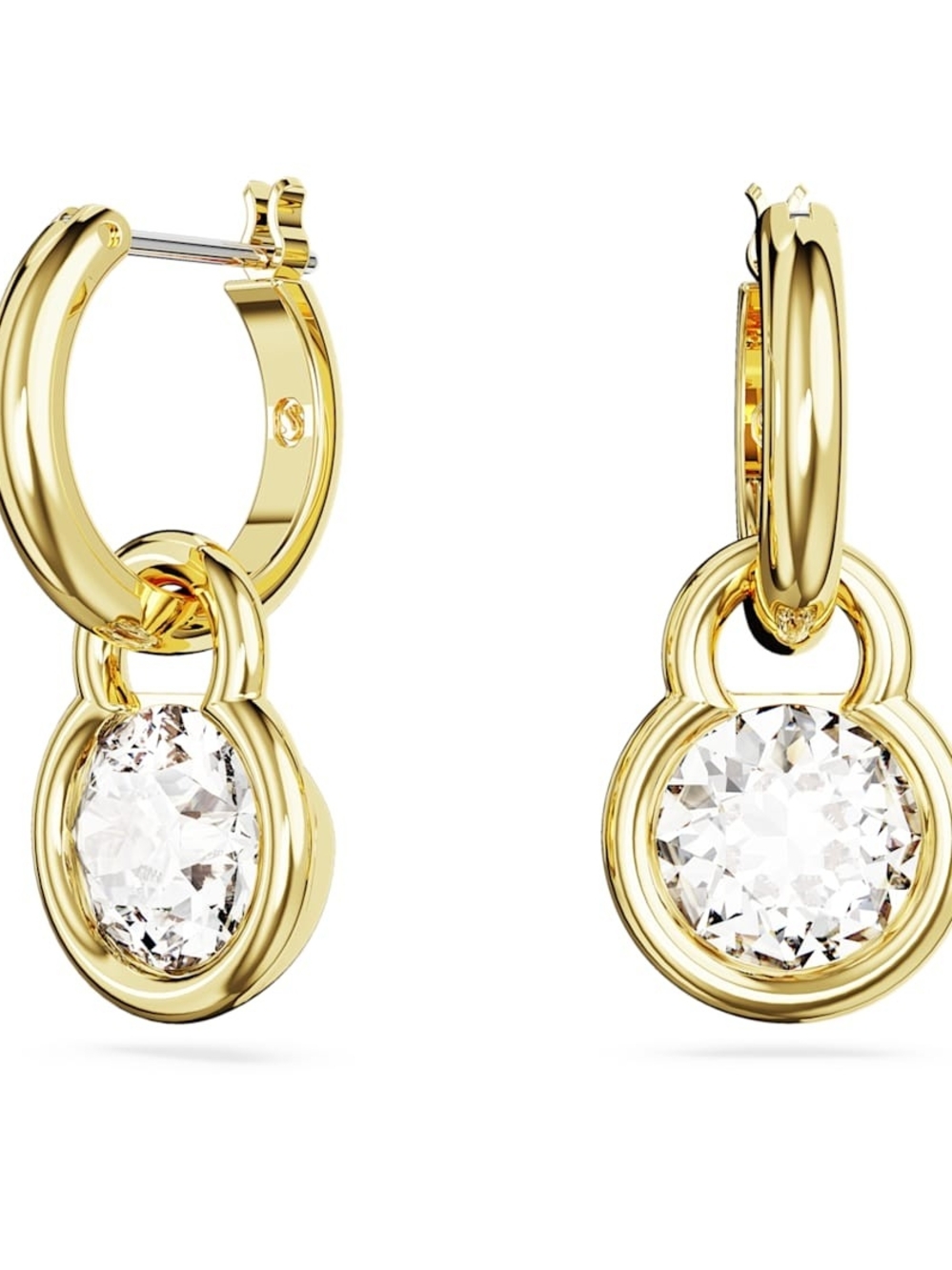 Swarovski Dexter Gold Tone Crystal Drop Hoop Earrings NEW w/ Packaging